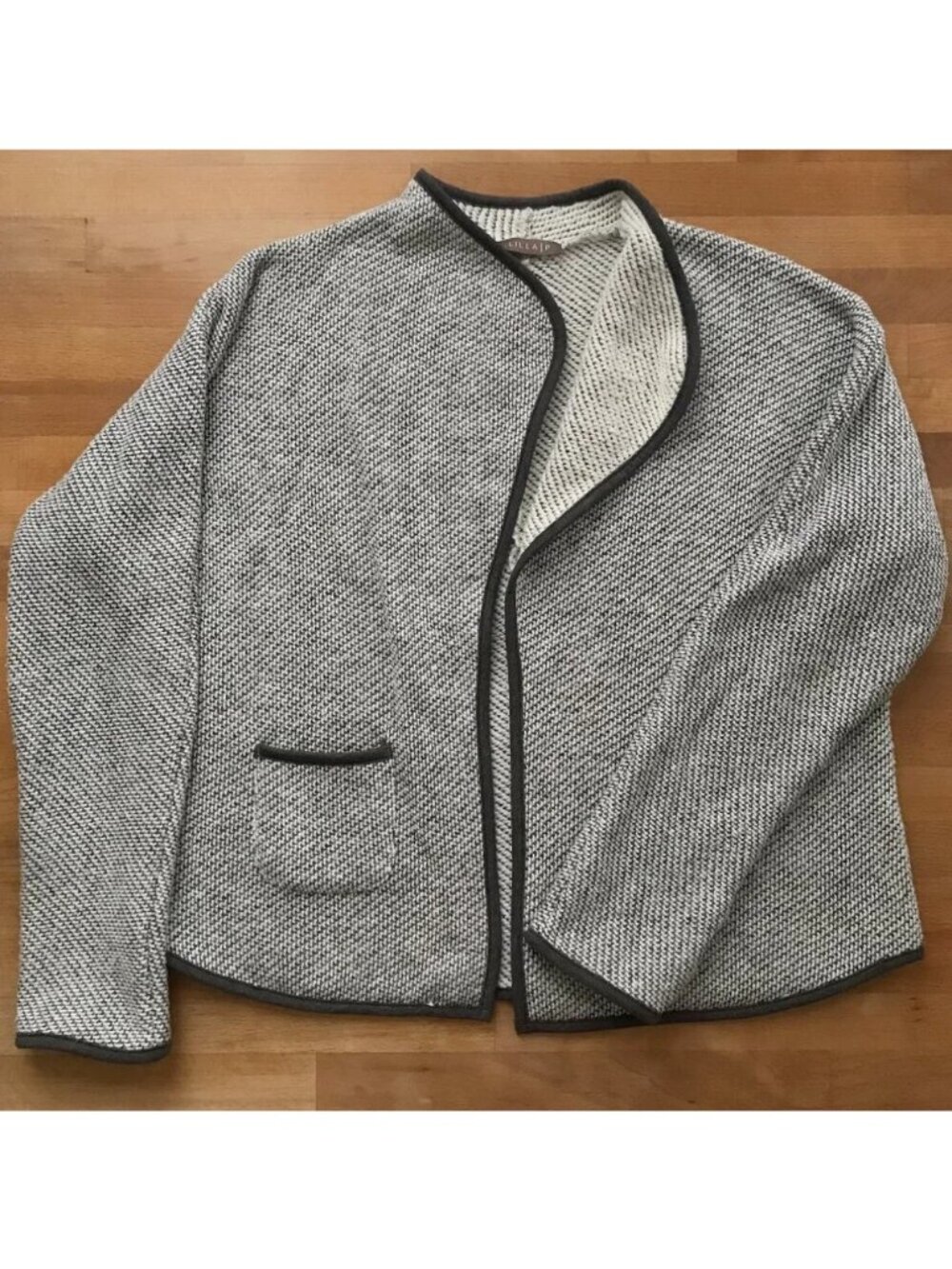 Lilla P Open Front Gray Cardigan Sweater Jacket Cotton Blend